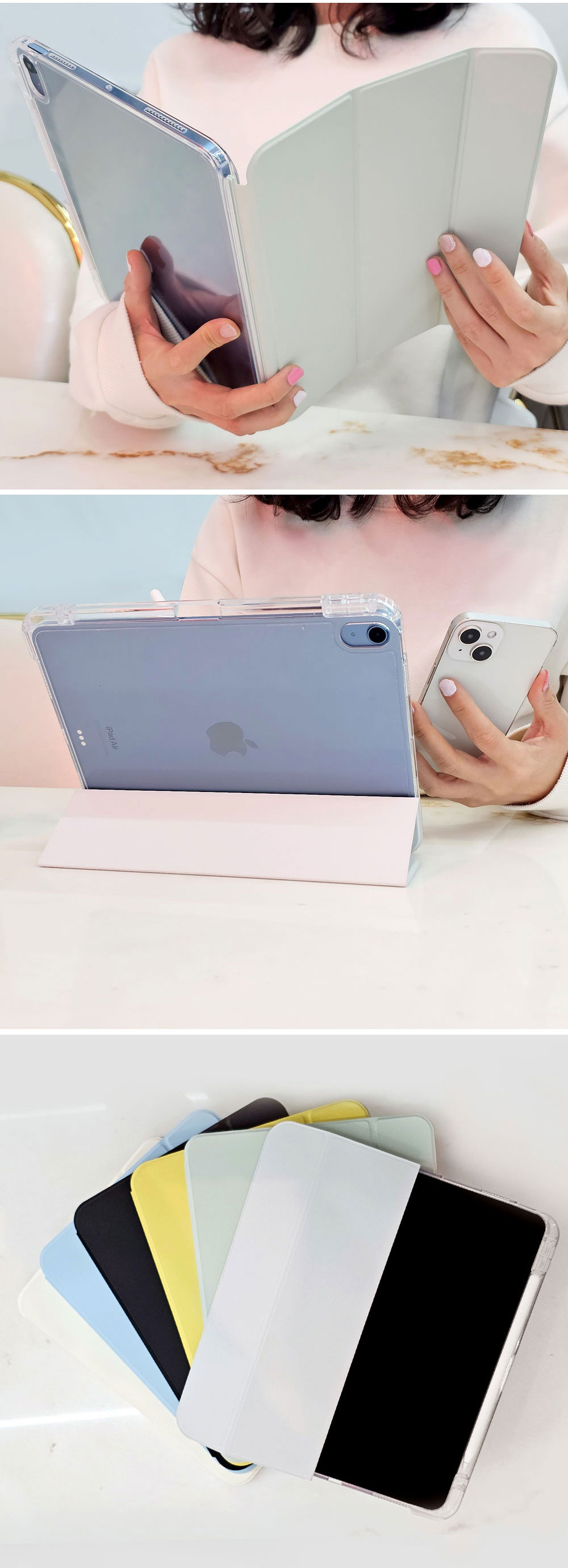 생패드 ❤️New Wide Clear ❤️아이패드 고광택 분리형 슬라이딩 스탠딩 케이스 애플텐슬 충전 수납 홀더 iPad 7 8 9 10 에어 5 4 프로11 프로12 호환 상세 이미지 8